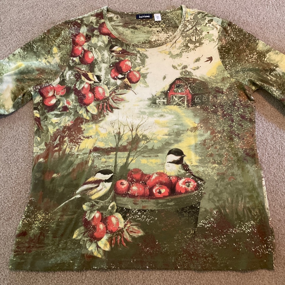 size XL, bust is up to 44" inches, new condition, beautiful apple 🍎 farm shirt - Picture 5 of 7
